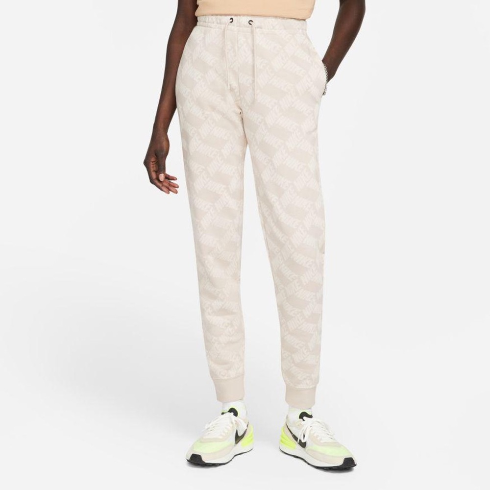 Nike Sweatpants Pants Fleece Logo Printed Elastic Bottoms Fossil Leg Tapers